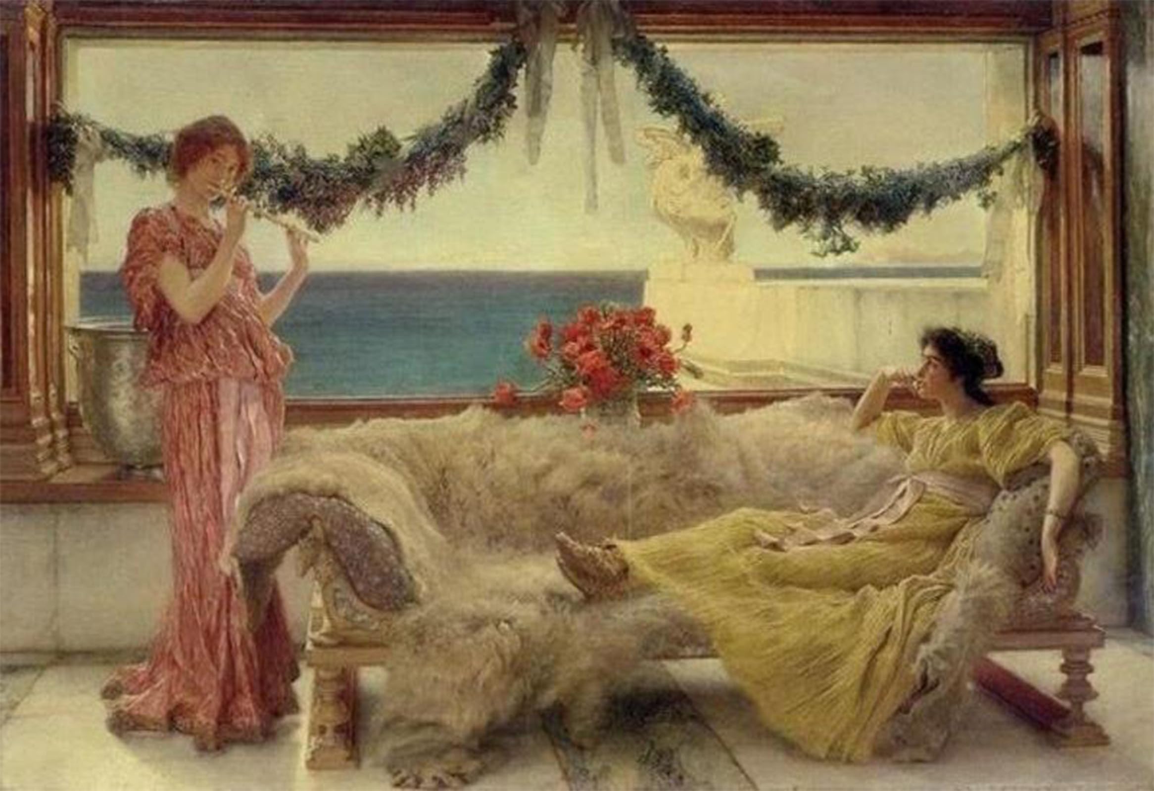 SERENDIPITP Vintage Picture Print on Canvas Wall Art Poster Melody on a Mediterranean Terrace by Lawrence Alma-tadema Artwork Print Poster for Wall Decor 60x90cm