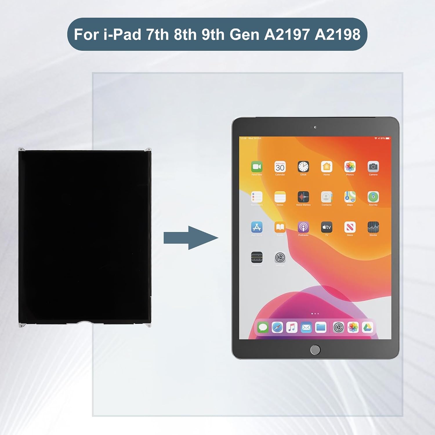 LCD Screen Compatible with iPad 7th 8th 9th Gen A2197 A2198 A2200 A2270 A2428 10.2" LCD Display Touch Screen Assembly with Tools(Only LCD,Not Include Touch Digitizer)