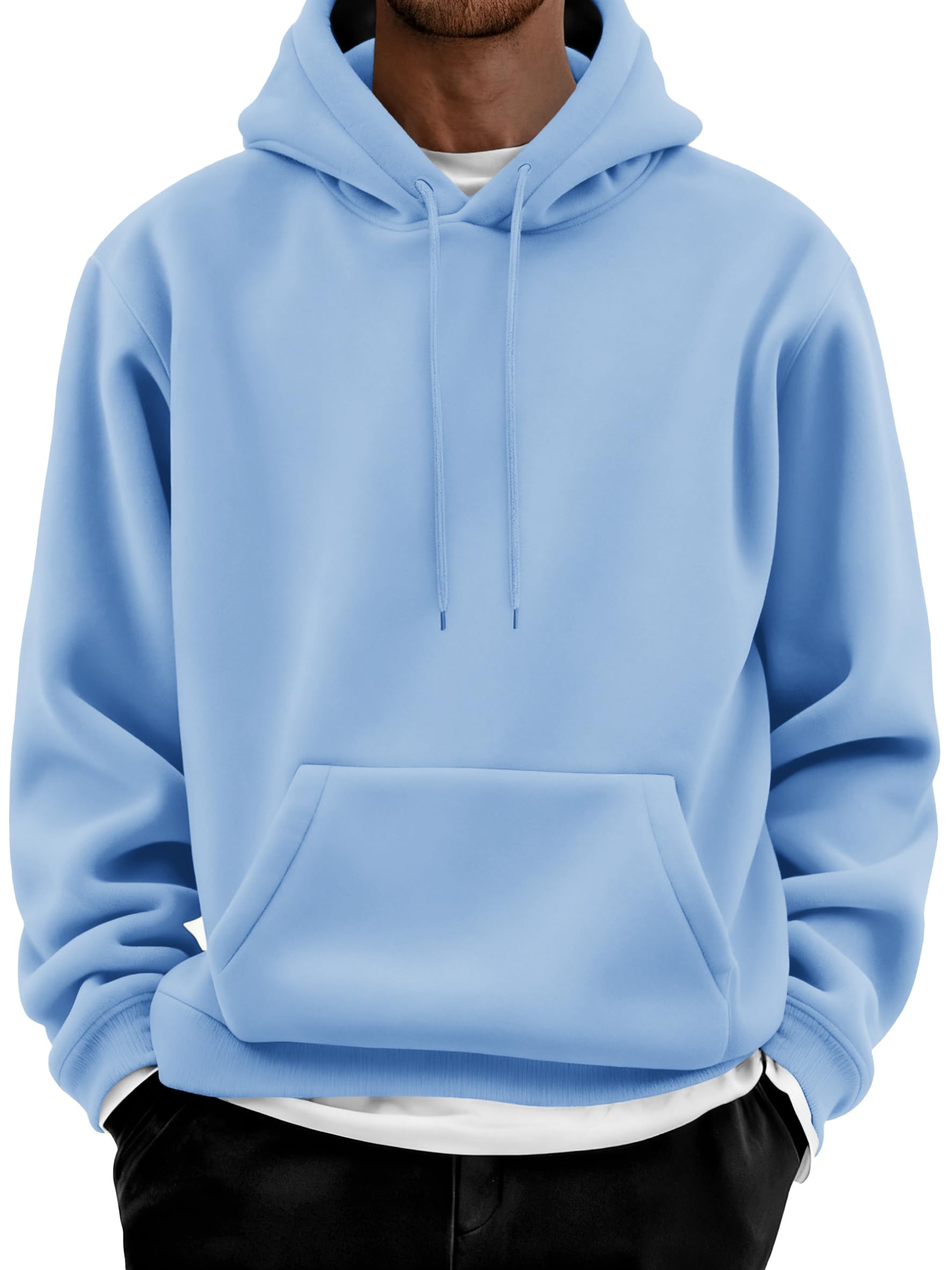 COOFANDY Men Cotton Fleece Hooded Sweatshirt Casual Long Sleeve Hoodies Pullover Fashion Drawstring Hoodie with Kanga Pocket