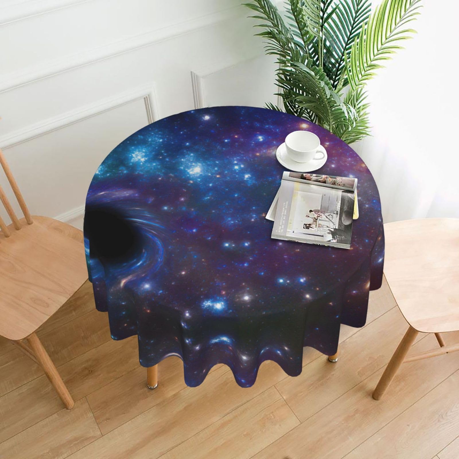 Zcmkjlg Galaxy Print Quick Ship Round Tablecloth 60in Polyester Washable Cover for Dining Room