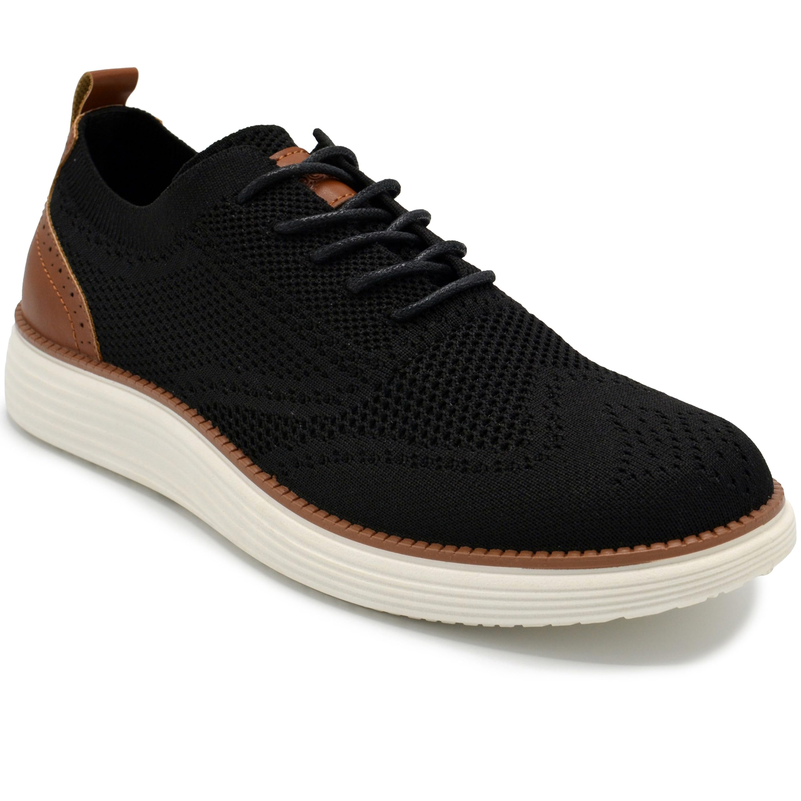 AKADEMIKS AKADEMIKS Mens Olney Wingtip Knit Oxford, Sleek Breathable Dress Shoes Black A, Size 8
