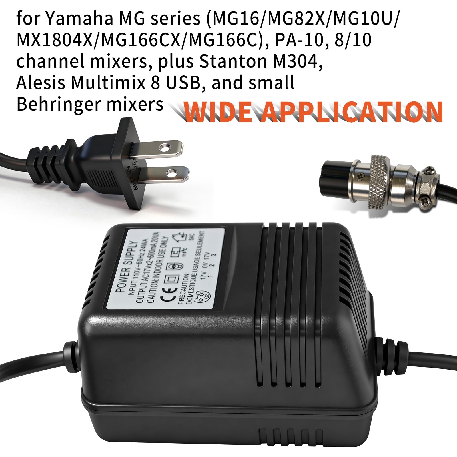17VX2 Power Adapter Mixing Console AC Adapter 3-Pin Connector