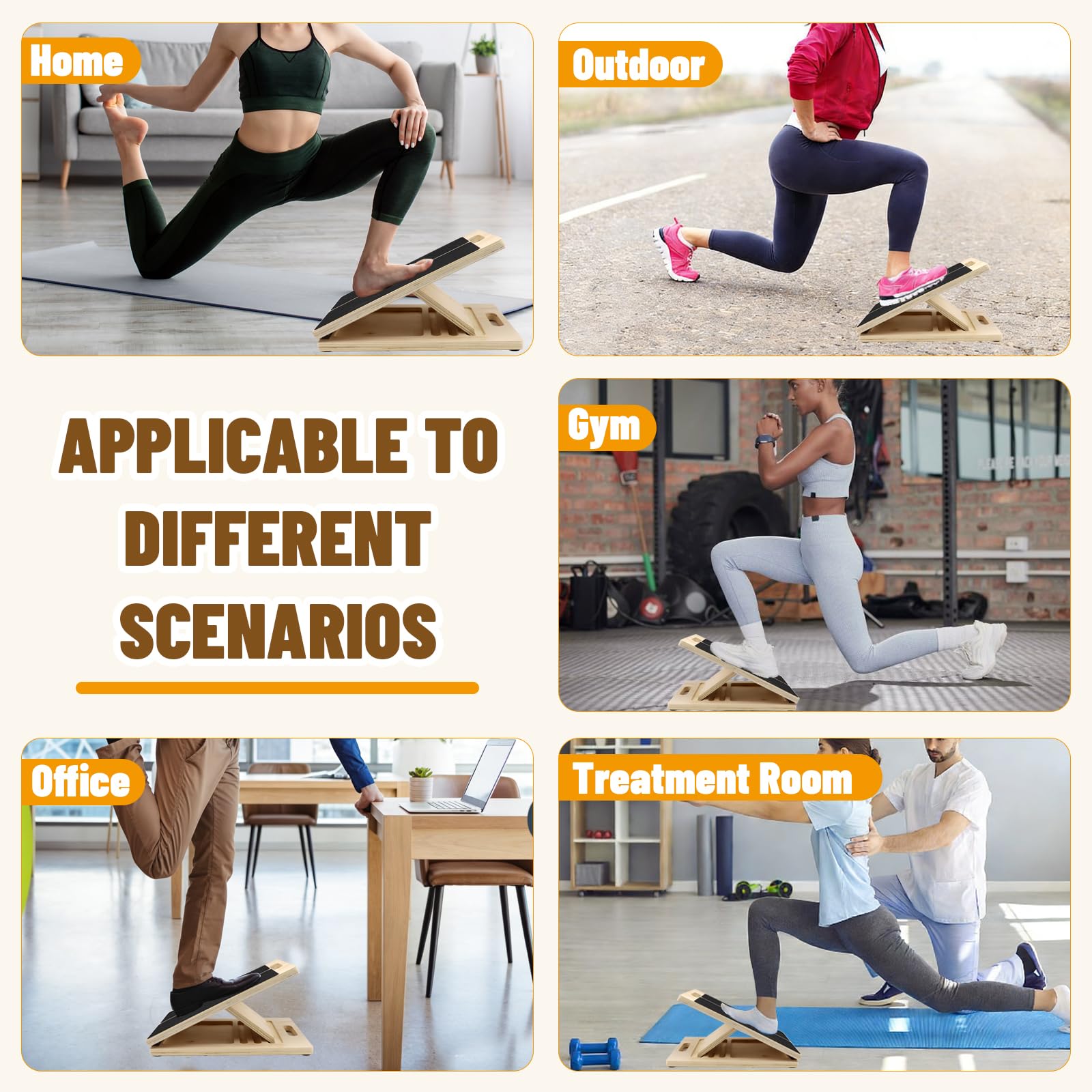 Tavola Inclinata in Legno Portatile, Inclinazione a 5 Livelli, Regolabile in Legno per Polpaccio per Squat, Gambe, Ginocchia, Tallone, Caviglia, Stretching