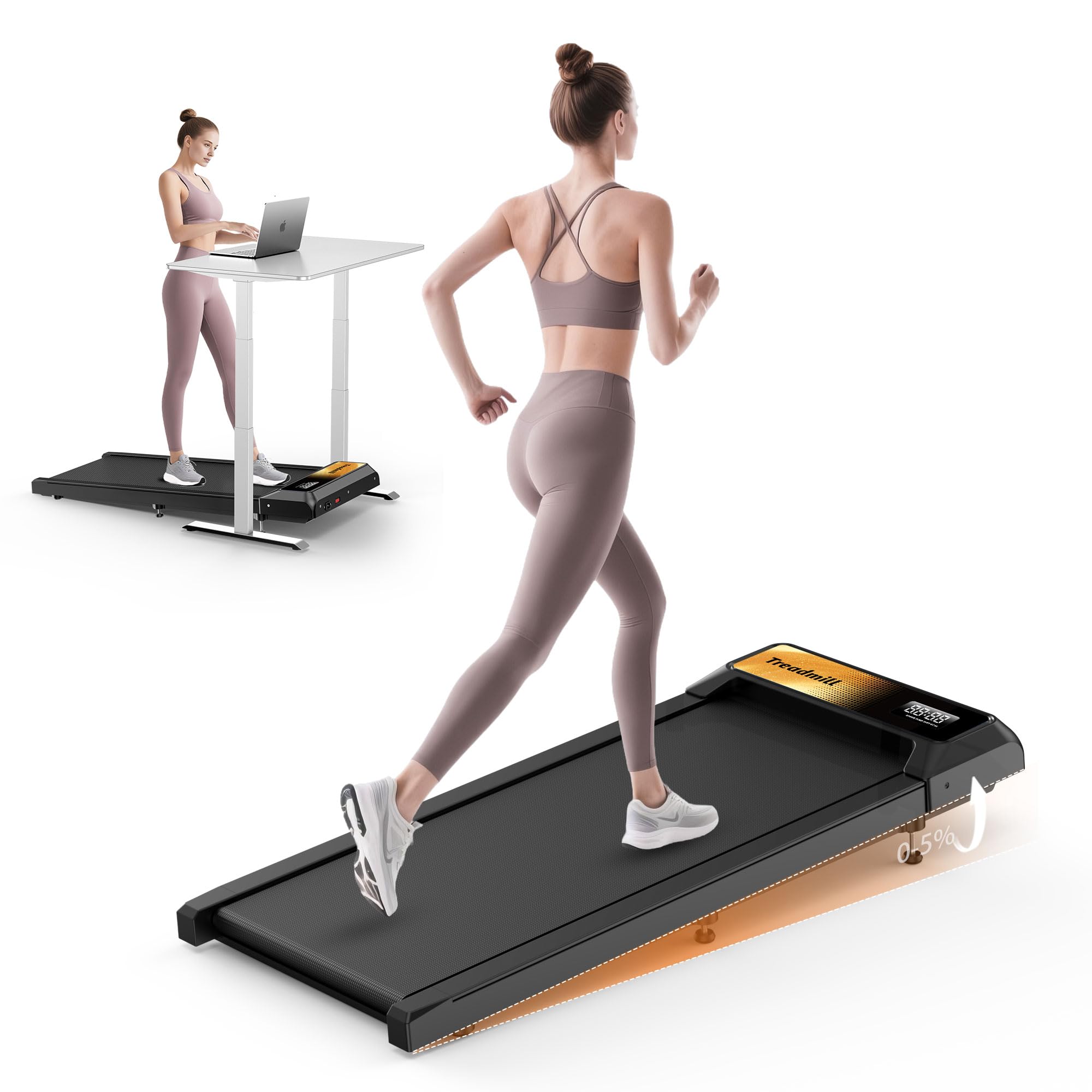 Walking Pad Treadmill with Incline,Walking Pad 2.5HP for Home and Office, 265Lbs Weight Capacity,Treadmill with APP &Remote Control, LED Display
