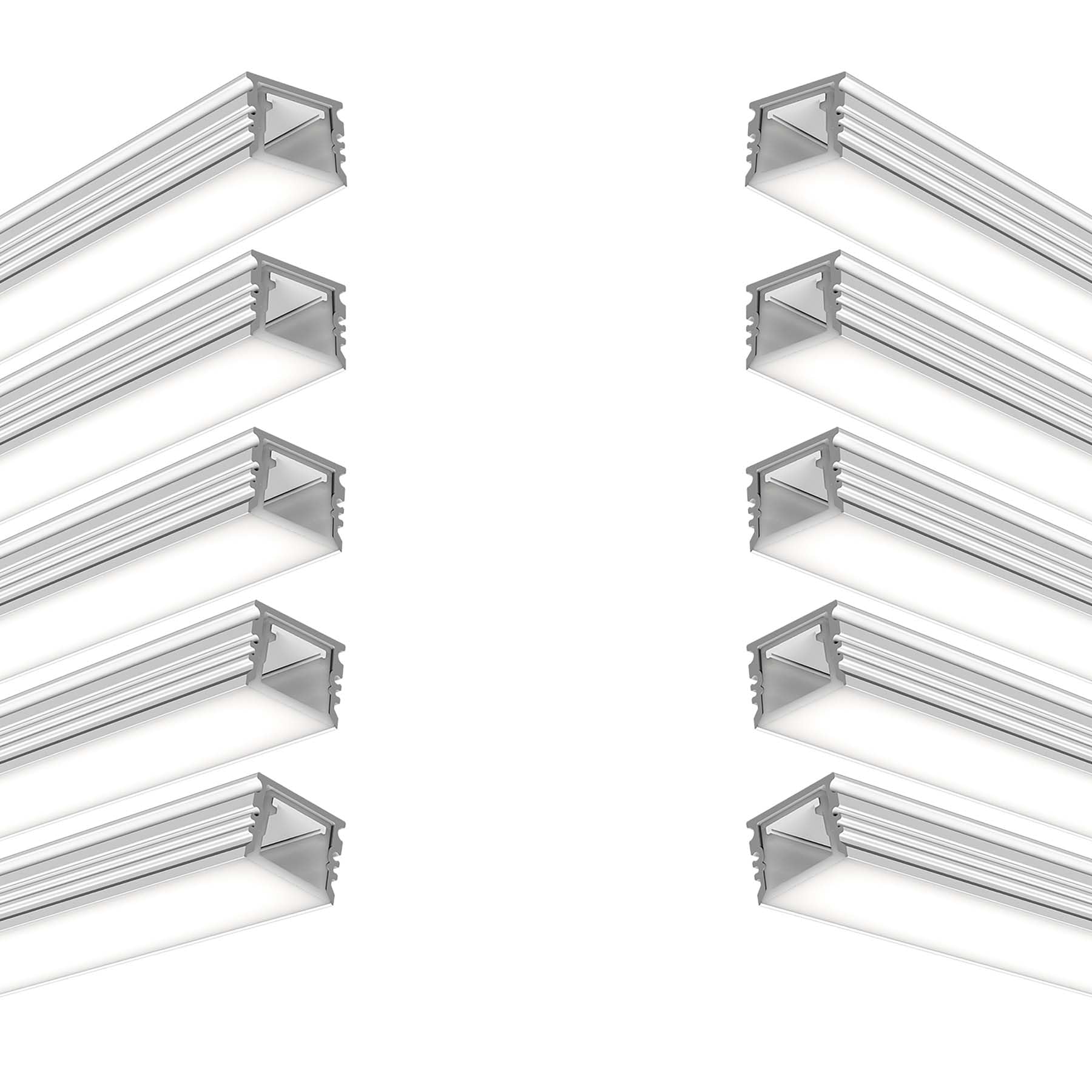 G.W.S® Waterproof Surface Mounted LED Profile, 10-Pack Aluminium Channel for LED Strip Light, 2 Metres 17.5mmx12.9mm (296-D1713) — image 1