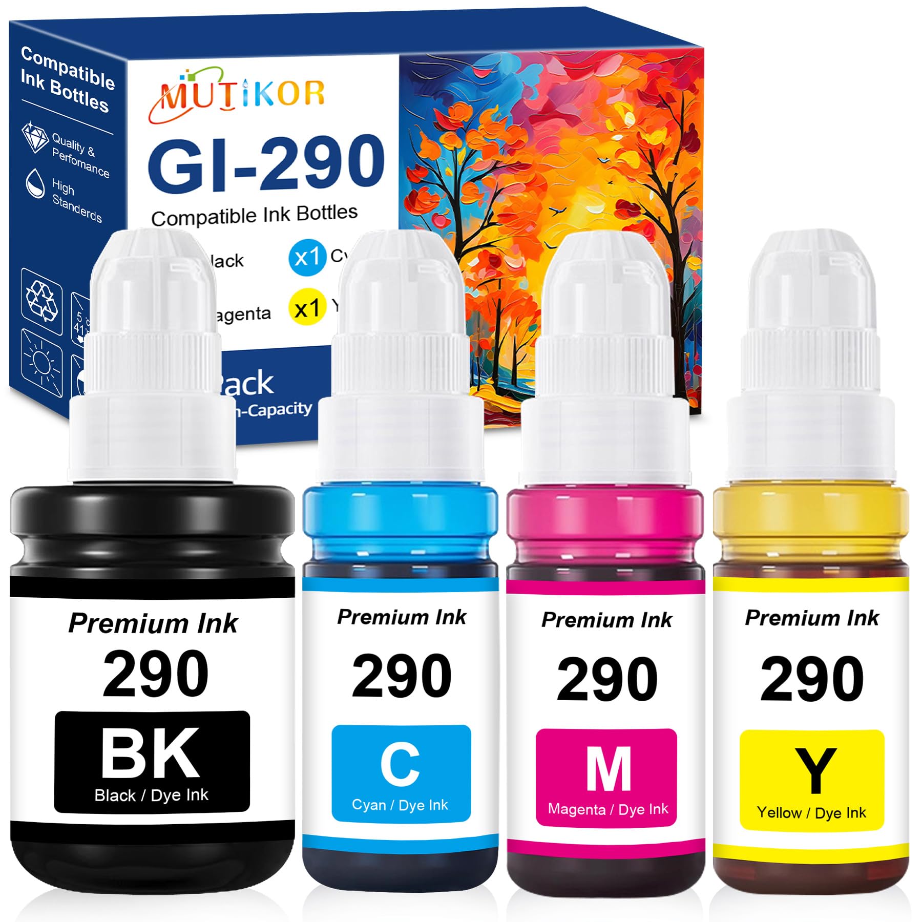 GI-290 Ink Refill G3200 G4210 Compatible Replacement for Canon GI290 Ink Bottles Kit for G1200 G2200 G4200 G1000 G1100 G1310 G1400 G1800 G1810 G1900