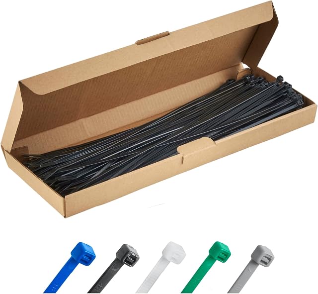 Haus Projekt Black 300x3.6mm Cable Ties Heavy Duty, 100pcs Premium Industrial Multi-Purpose Plastic Zip Tie Wraps, Indoor and Outdoor Use, Cable Management Wires, Office, Zip Ties Black Plastic Ties