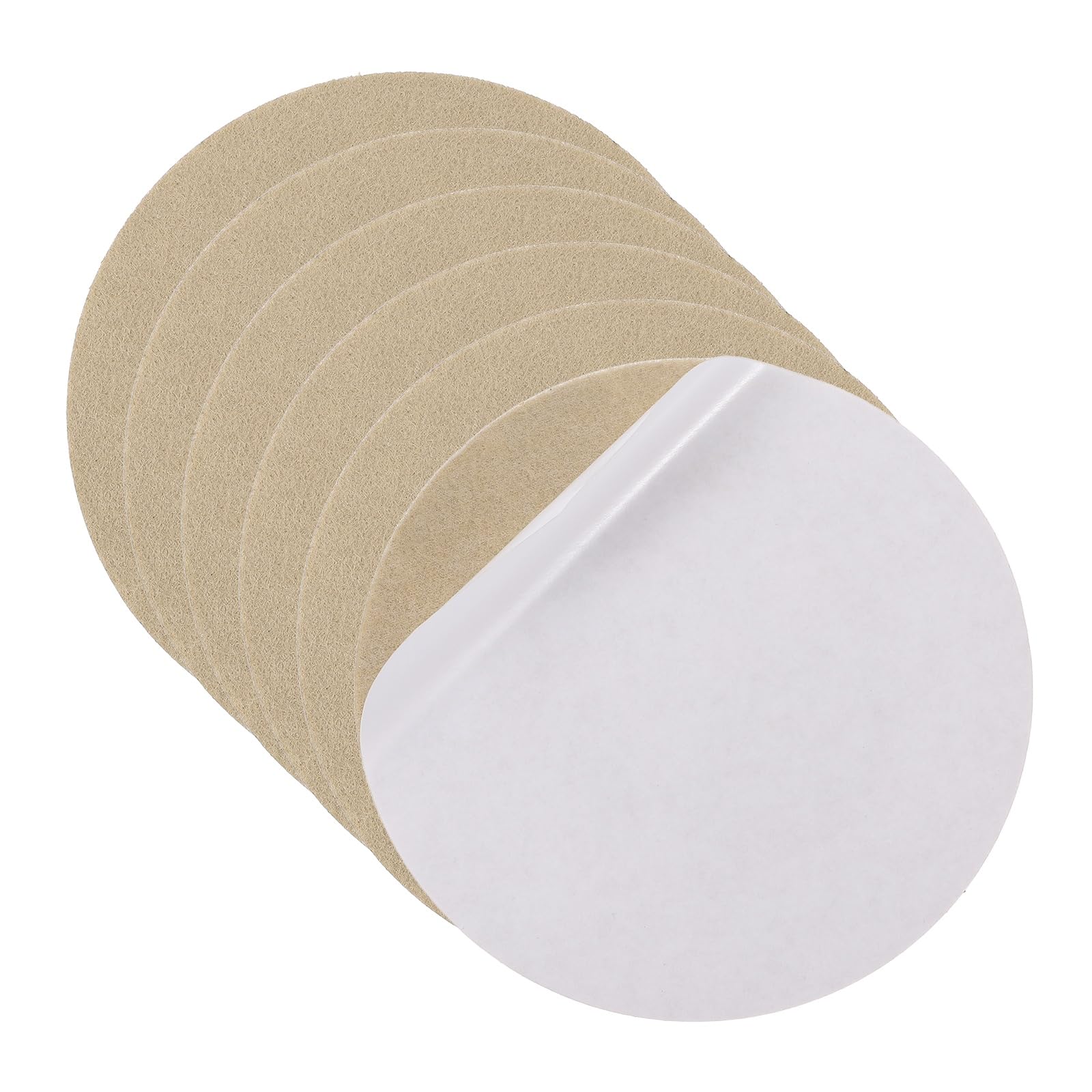 sourcing map 6Pcs Lamp Base Felt, 15cm Dia 2mm Thick Adhesive Round Soft Felt Furniture Pads, Non-Slip Anti-Scratch Backed for Reading Light Table Lamp DIY Craft, Beige