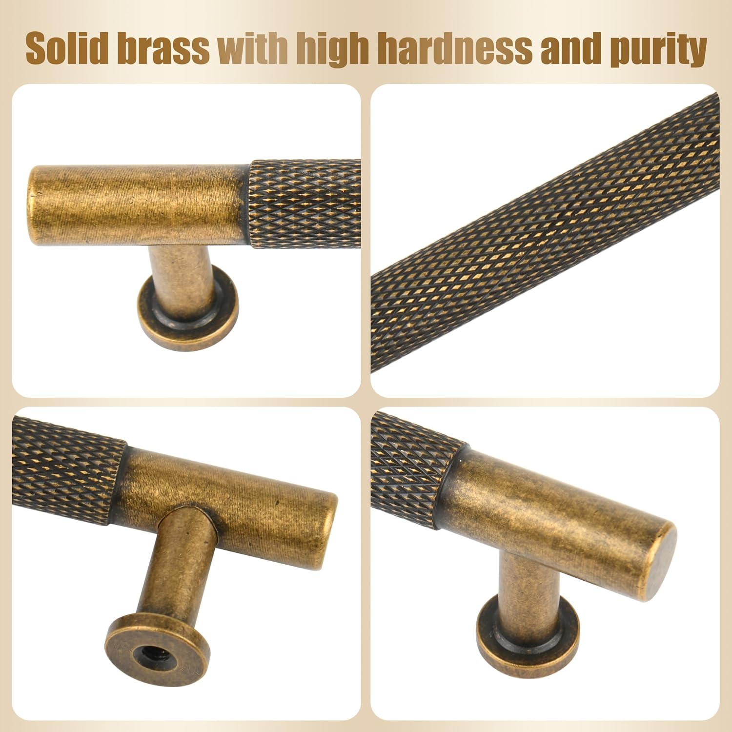 5 Pack Matt Coffee Bronze Solid Brass Cabinet Handles,Kitchen Drawer Pulls, 5 Inches Furniture Door Handles for Cupboard Bedroom Wardrobe(Modern Reticulation)