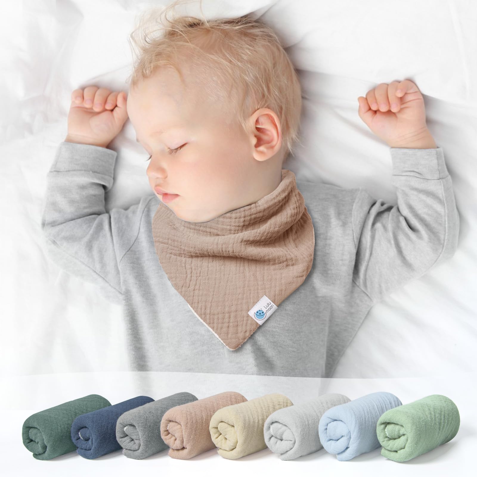 lulumoon Bavoir en Mousseline pour Bébé : Foulard Triangulaire pour Bébé Fille et Garçon, 100% Coton