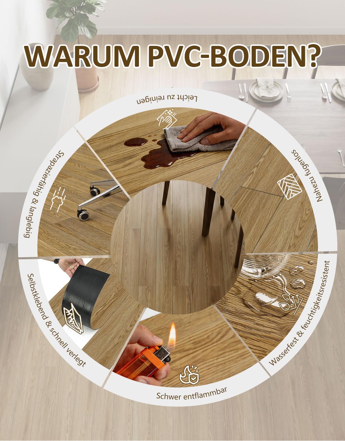 36 unidades – 5 m² PVC suelo autoadhesivo suelo de vinilo baldosas