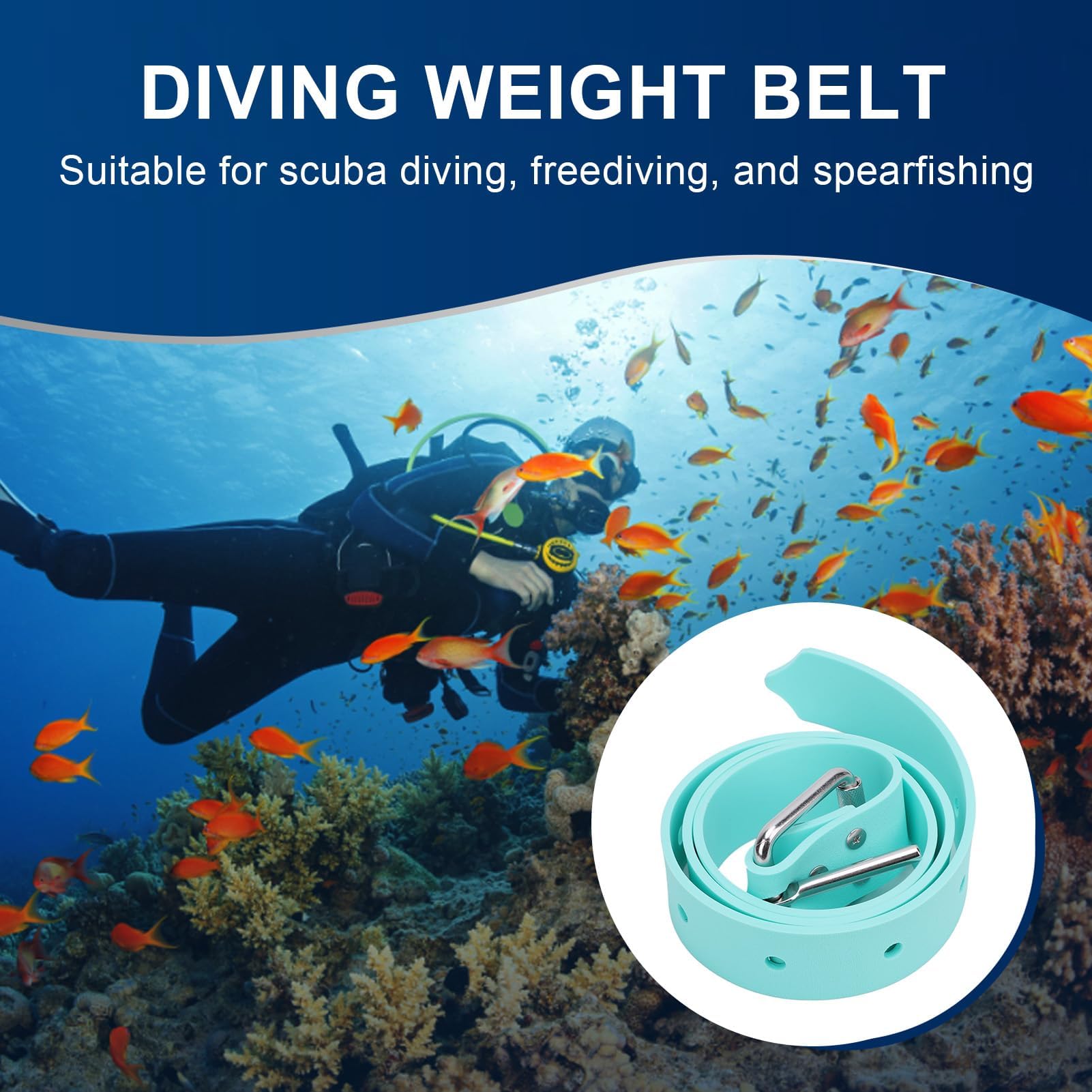 Cintura di peso professionale per immersioni, anti-scivolamento, in silicone, regolabile, con fibbia in acciaio rapido, per rilascio rapido per immersioni, immersioni, pesca a lancia