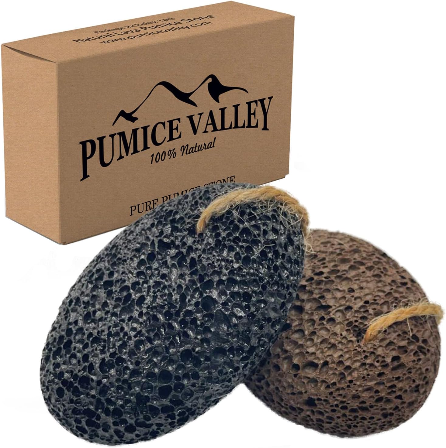 Natural Lava Pumice Stones for Feet - 2 Pack (Black & Brown) gallery 1