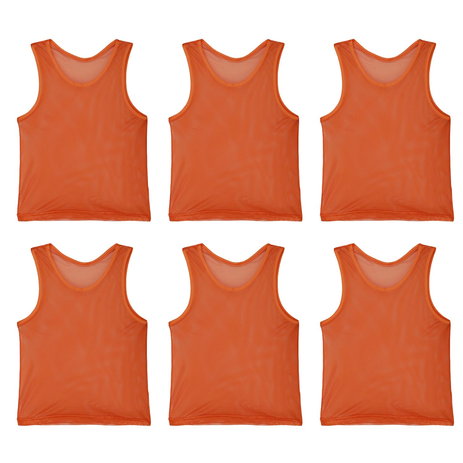 6 Pack Pinnies Team Practice Vests for Child Youth Teen Adult, Mesh Scrimmage Jersey for Soccer Football Basketball