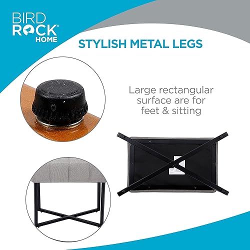 Miniatura 5 de BIRDROCK HOME Taburete rectangular copetudo con cojín acolchado suave, silla de tocador versátil para dormitorio, sala de estar, baño, asiento