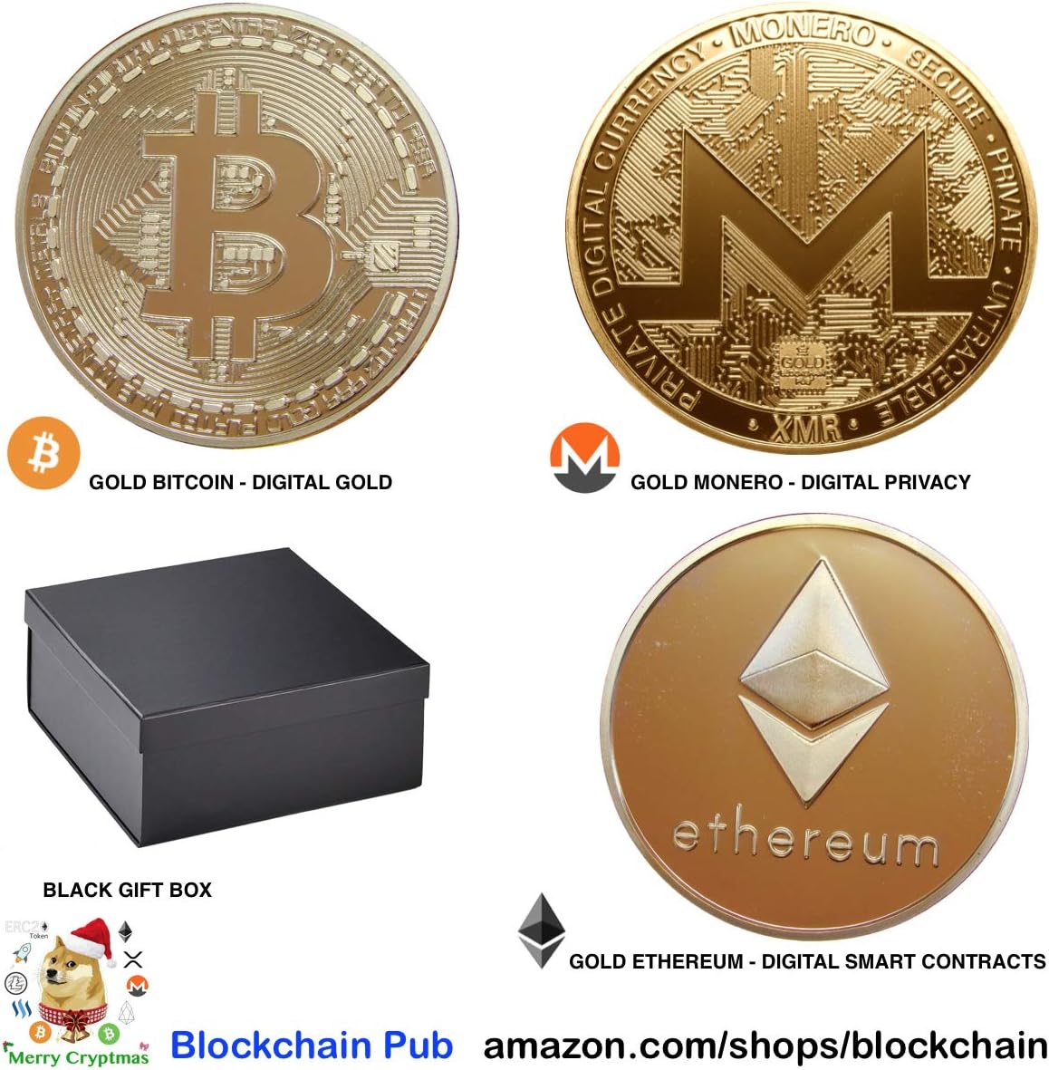 Future BuyZ Gold Plated Bitcoin Coin BTC Token Miner Cryptocurrency Commemorative Collection Limited Edition with Case Box (1 PC w/Gift Box)