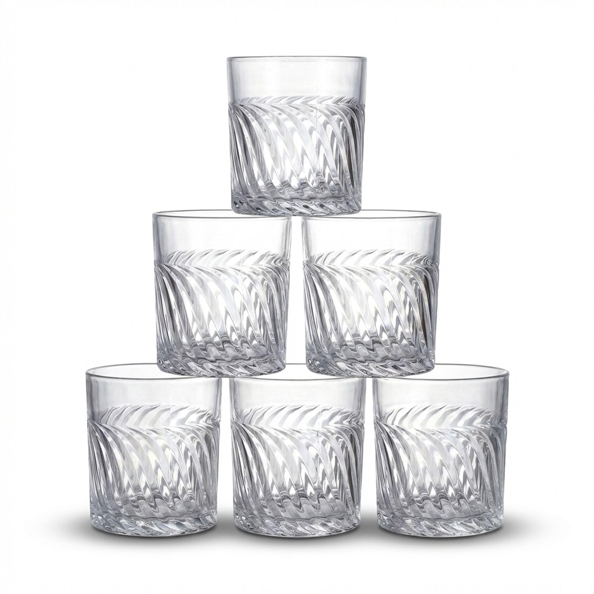 INDE SANTA CLARA | Set 6 Vasos de Cristal Agua 35cl Oban Tallado Transparente, Vasos Bajos de Vidrio Claro, Vasos Agua Aptos Lavavajillas y Microondas - 1