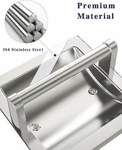 Miniatura 4 de Soporte de papel higiénico empotrable de níquel cepillado, estilo contemporáneo de hotel, soporte de papel higiénico giratorio en pared, soporte