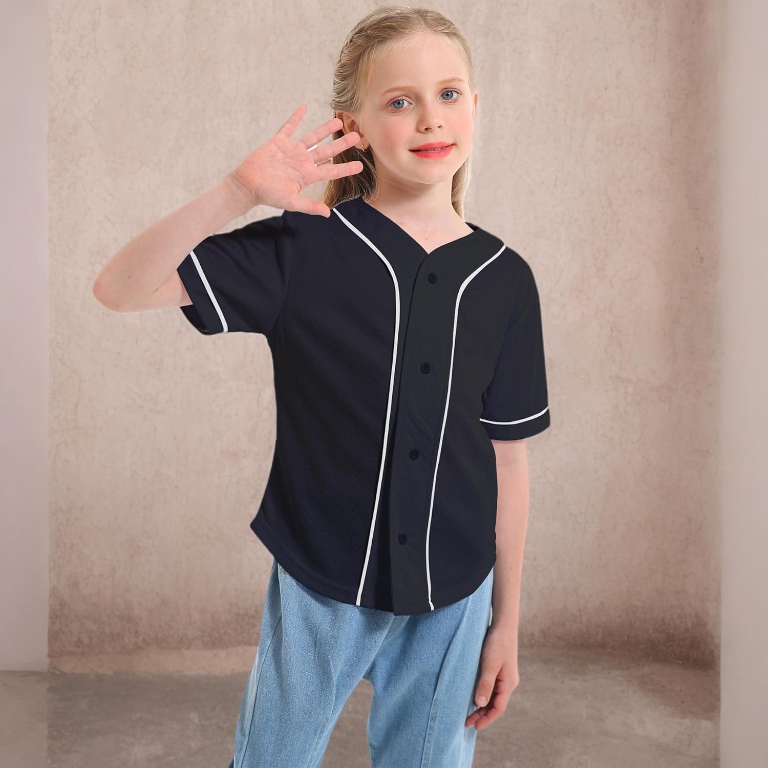 Mowbeat Boys Baseball Jersey Kids Short Sleeve Girls Hip Hop T Shirts Toddler Sport Button Down Jersey Shirt - Image 7