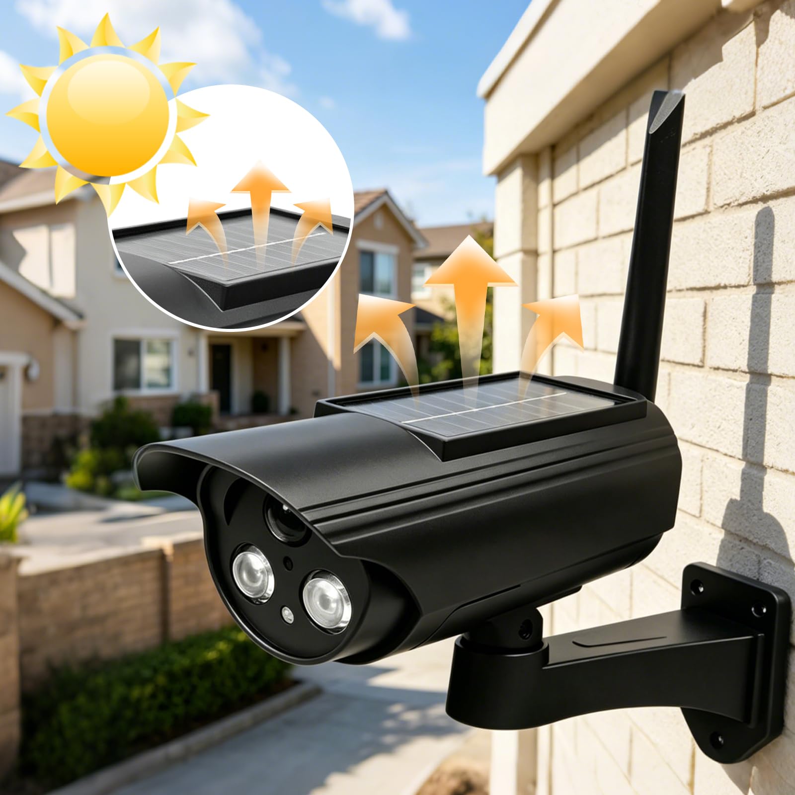 2 Telecamere Finta Con Luce Solare LED Per Esterni – Aspetto Reale, Impermeabile IP65, Alimentazione Solare O Batterie AA