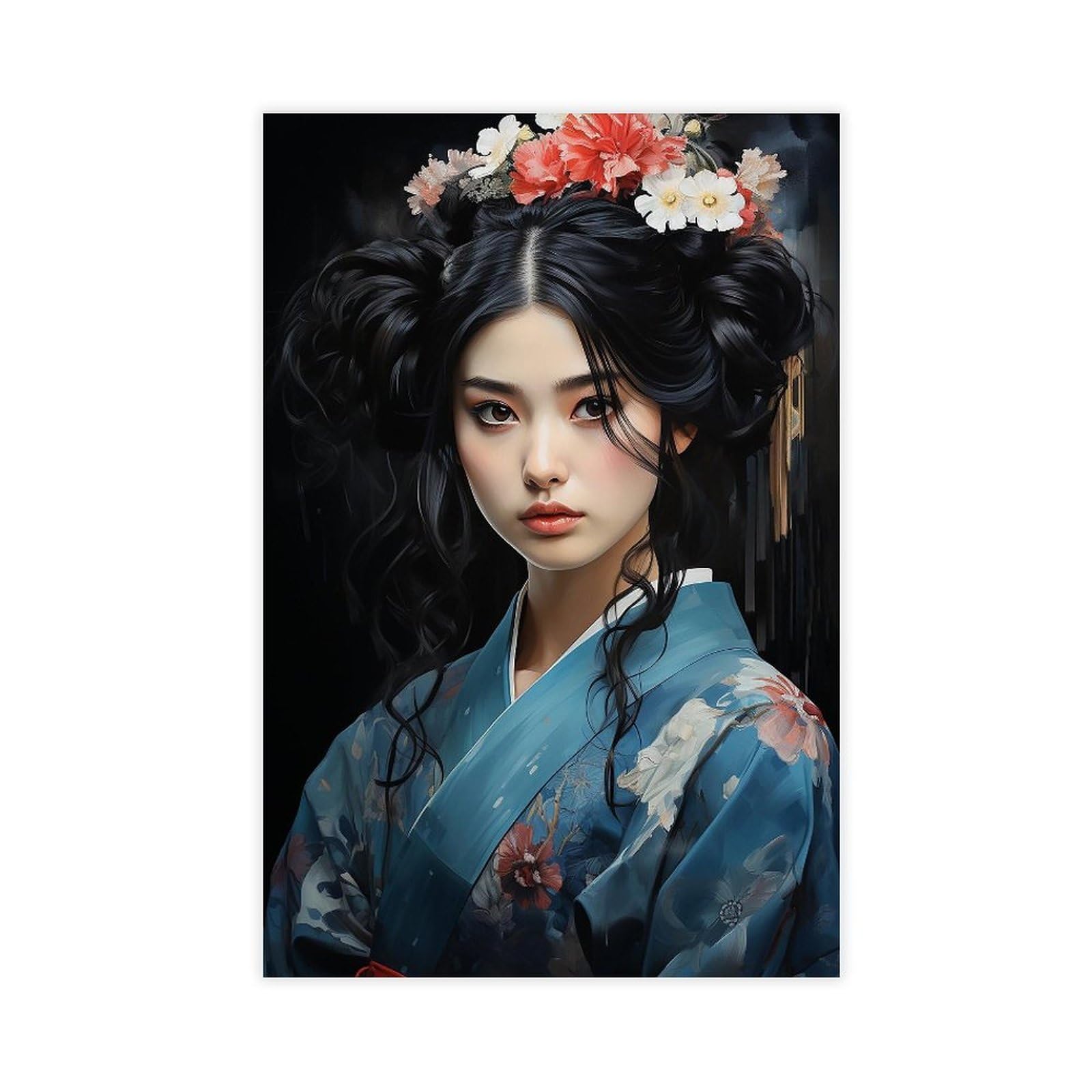 QNVJQKDSI Japanese Geisha Art (3) Canvas Poster Wall Art Decor Print Picture Paintings for Living Room Bedroom Decoration 16" L X 24" W
