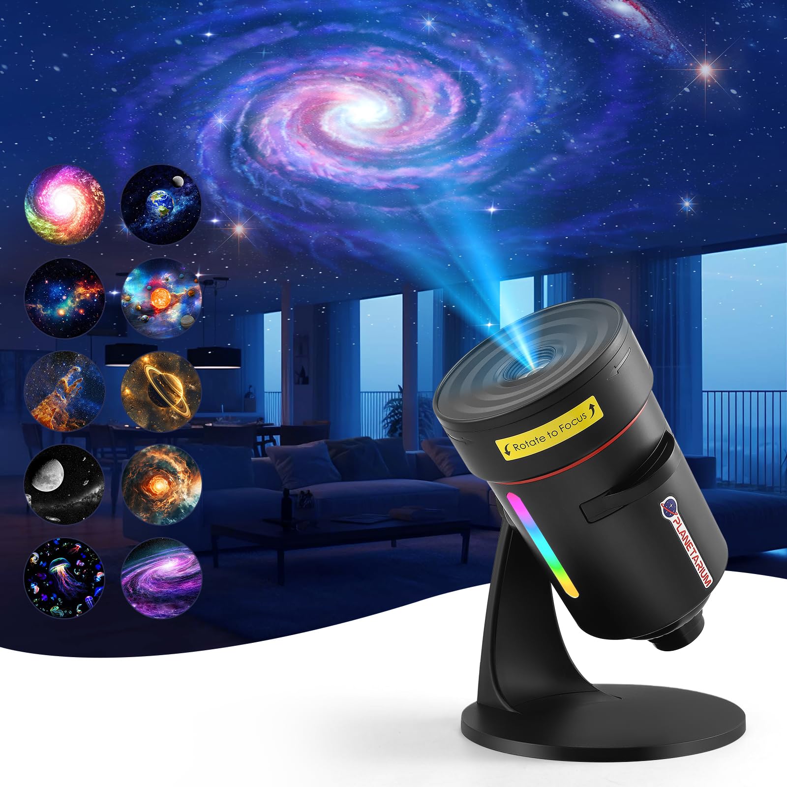 HuuppHip Galaxy Star Projector Night Light for Bedroom 360° Adjustable Star Projectors Night Light with Rotating Nebula, Timer for Kids Adults Bedroom Ceiling Room Décor (Black)