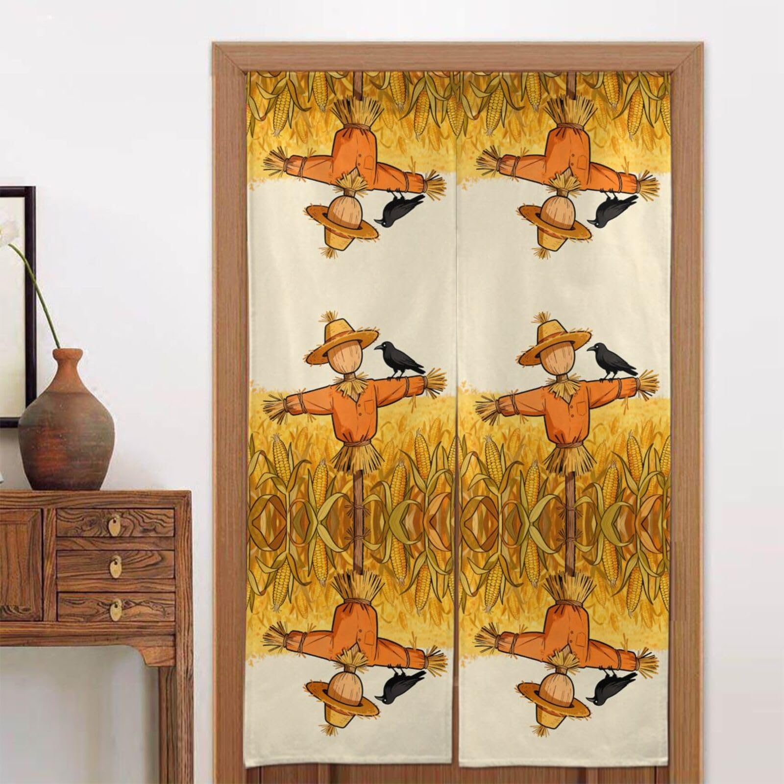 CNTDBU Scarecrow Crow Door Curtain 34x56 Inch-Room Divider Panel for Privacy, Entryway Screen for Kitchen Bedroom