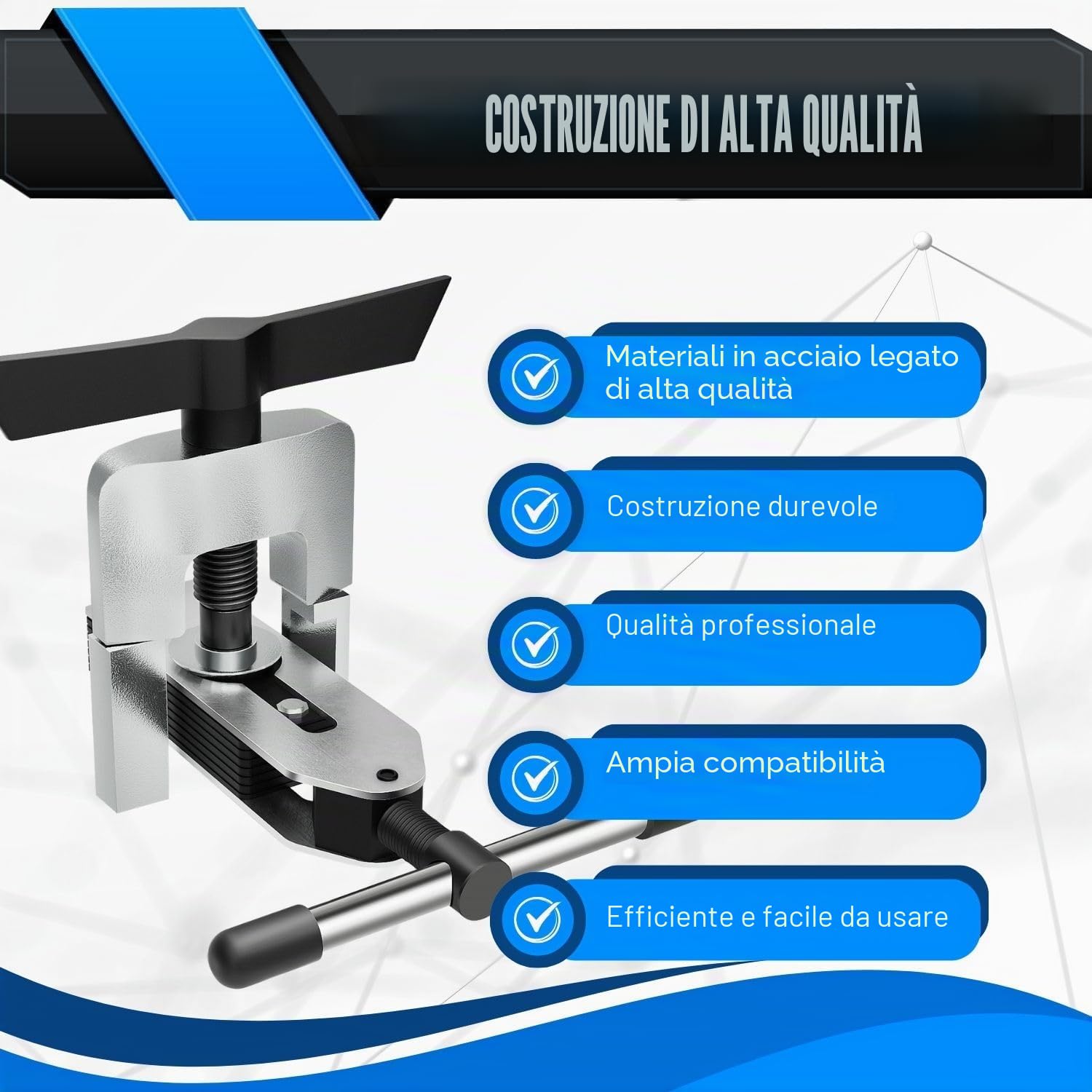 Flexzion Kit HVAC per svasatura eccentrico per tubi e tubazioni da 3/16-5/8", kit di strumenti per svasatura in ottone alluminio rame con cono ad angolo SAE a 45 gradi per l'applicazione della linea