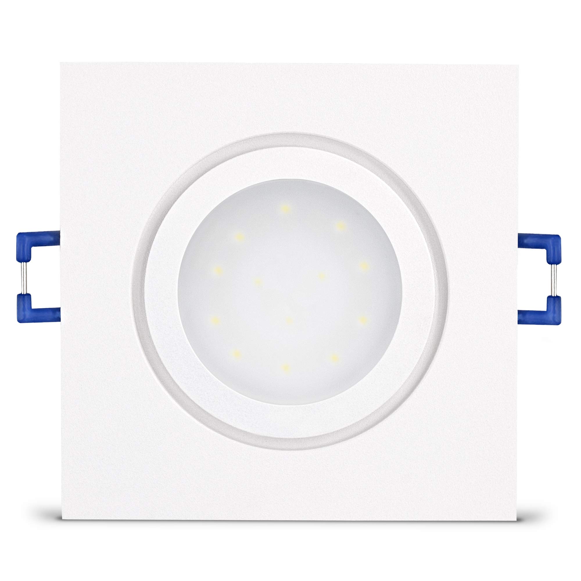 SSC-LUXon QW-2 Einbauleuchte LED Badezimmer IP44 extra flach - LED 4W neutralweiß tauschbar - Bad Einbauspot 230V weiß eckig