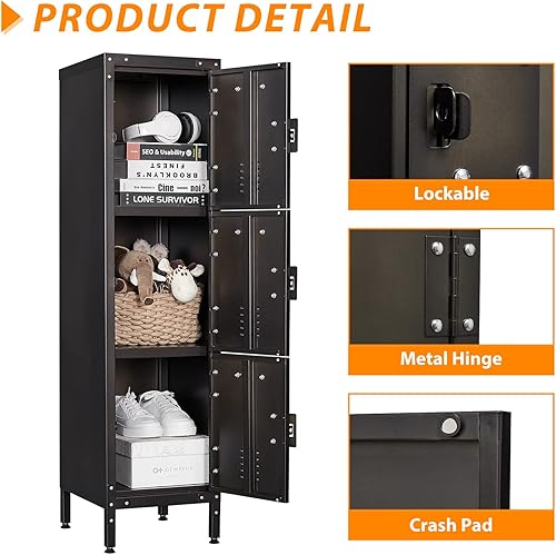 Vista 271 de Taquillas de metal para empleados, armario de almacenamiento de acero con 5 puertas para el hogar, oficina, escuela, gimnasio (blanco)