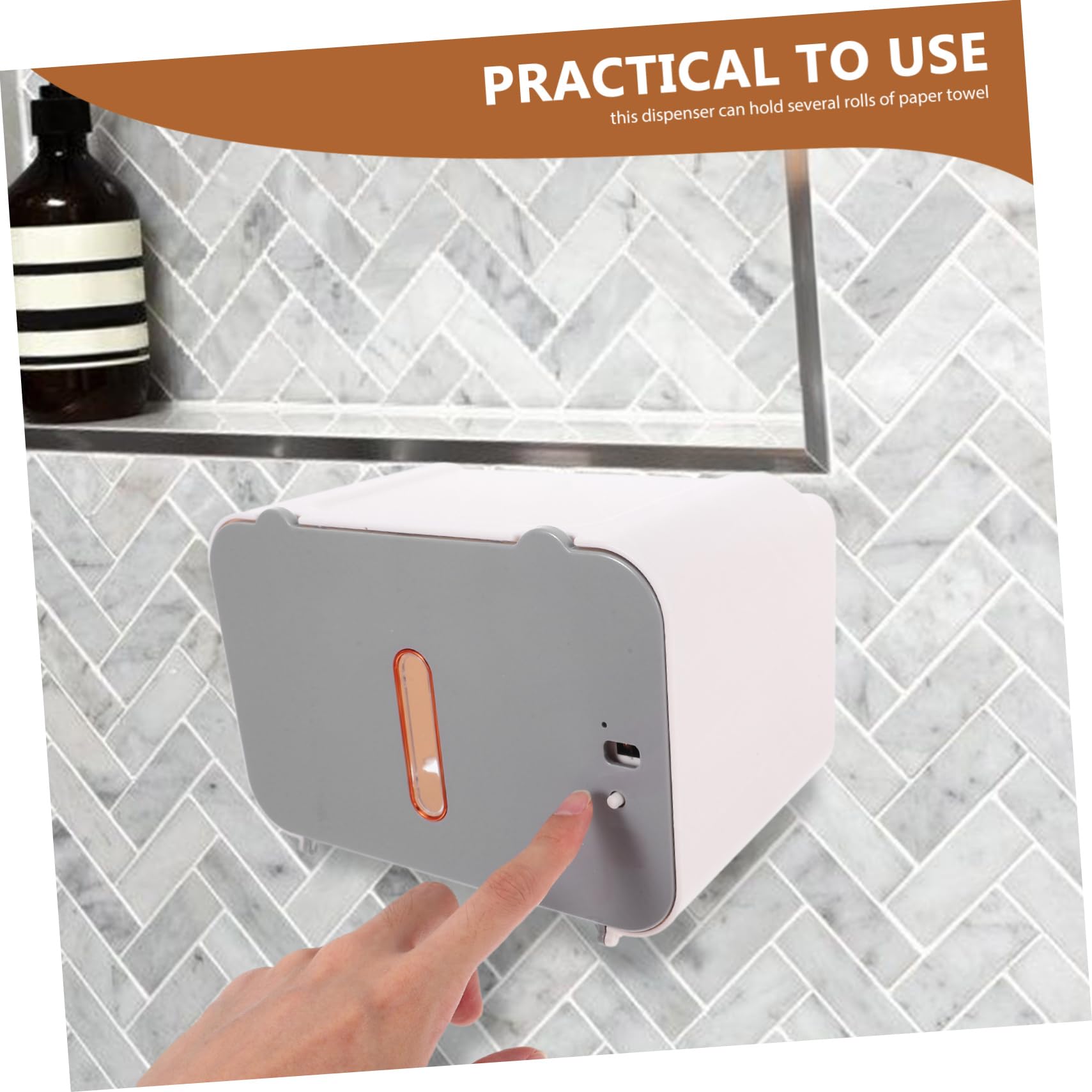 SEWACC Dispensador de Toallas Activado por Sensor sin Contacto para Baño y Cocina Montaje sin Taladro Gran Capacidad de Papel Papelera Eléctrica Automática Gris Ilimitado