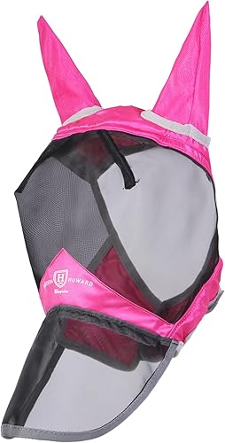 Vista 16 de Harrison Howard CareMaster Pro - Máscara luminosa para mosca de caballo, gran espacio para los ojos, nariz larga con orejas, protección UV para Azul