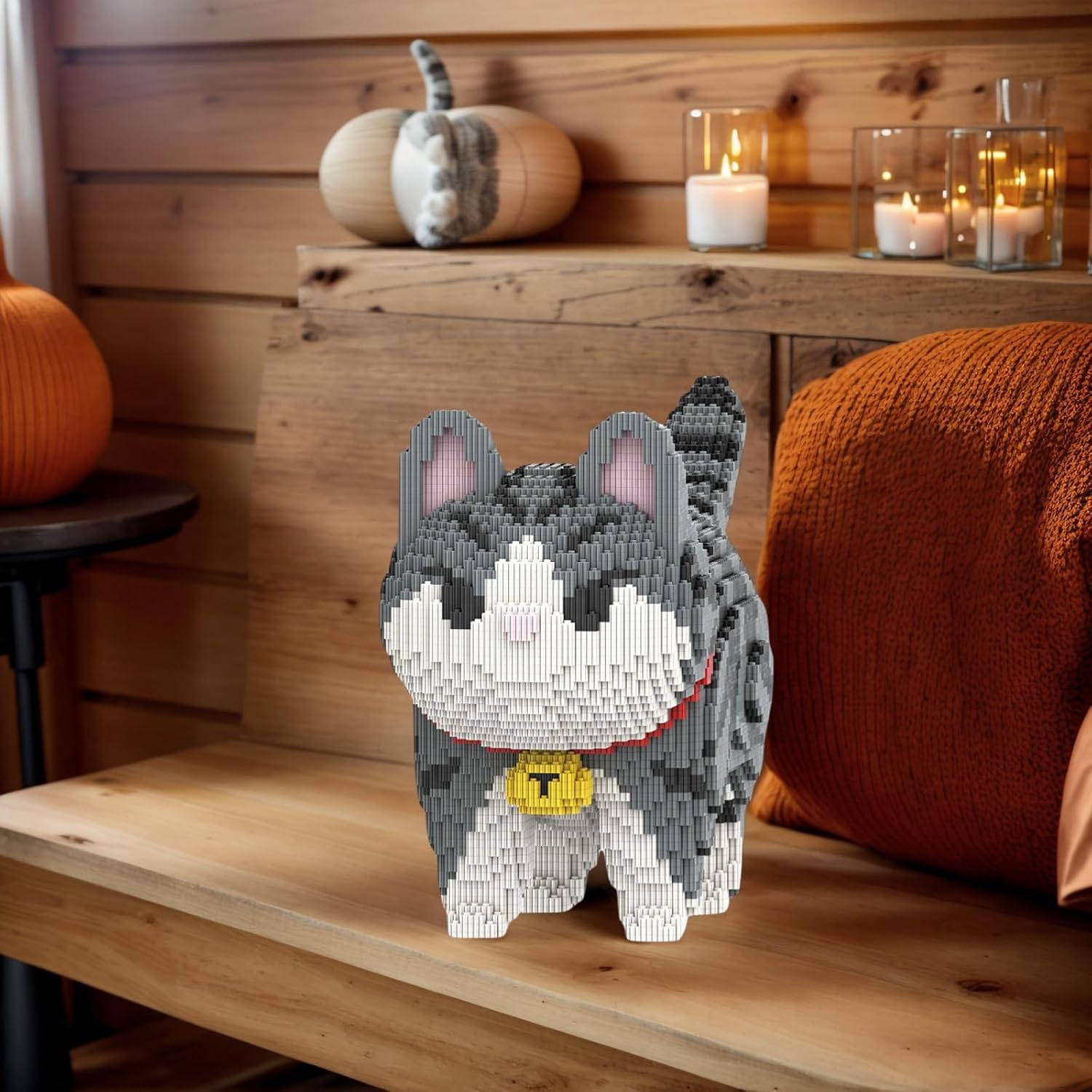 Gray Cat Micro Mini Building Block Sets for Adults, No Compatible with Lego, 6470PCS Pet Building Toys for Home & Office Decor, MOC 3D Creative Model Gifts for Christmas