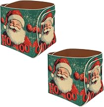 Collapsible Leather Storage Box Organizer, Laughing Santa Claus Home Office Desk Pencil Holder Makeup Brushes Holder for Women Men