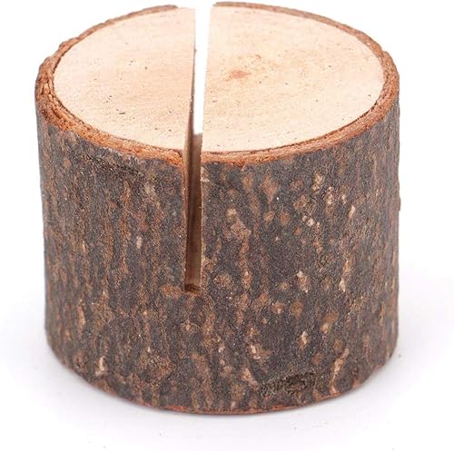Miniatura 3 de Tosnail 50 tarjeteros de madera con 50 tarjetas de papel Kraft, soportes de madera rústica para números de mesa, soporte de fotos para decoración de