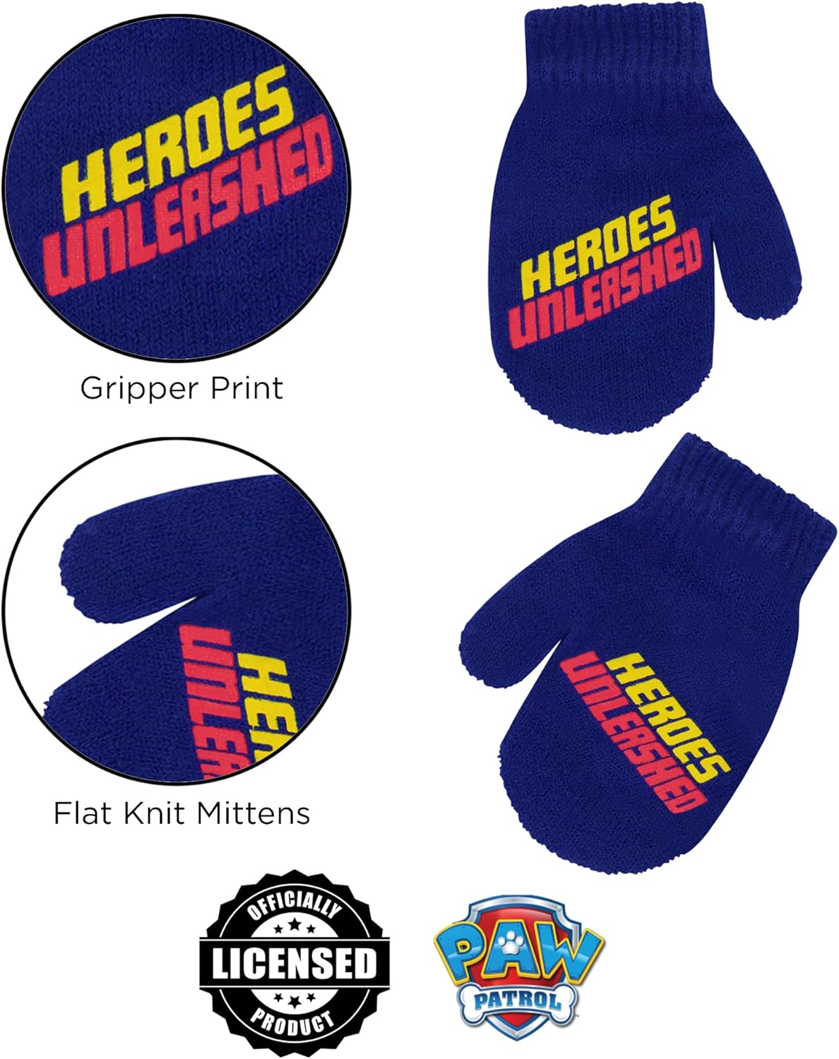 Nickelodeon Boys Winter Hat Set, Paw Patrol's Marshall, Chase and Rubble Toddler Beanie and Mittens for Kids Age 2-4 - Image 5