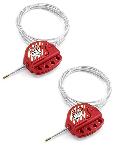 Miniatura 7 de QWORK Bloqueo de cable de etiquetado de bloqueo, bloqueo de cable recubierto de vinilo de acero ajustable, 316 pulgadas de diámetro, 5.9 pies de