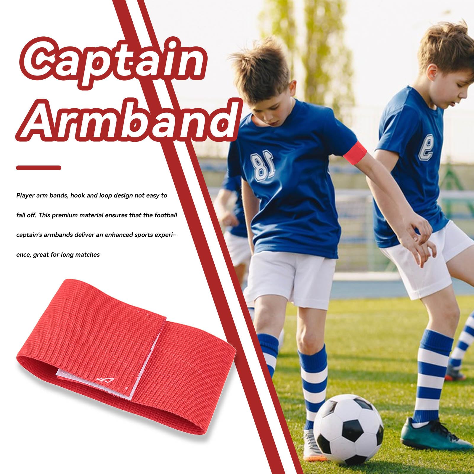 Fascia da braccio per capitano di calcio, fasce da braccio regolabili da calcio da 6 pezzi, fasce elastiche da capitano per calcio per giovani adulti, fasce per giocatori di calcio