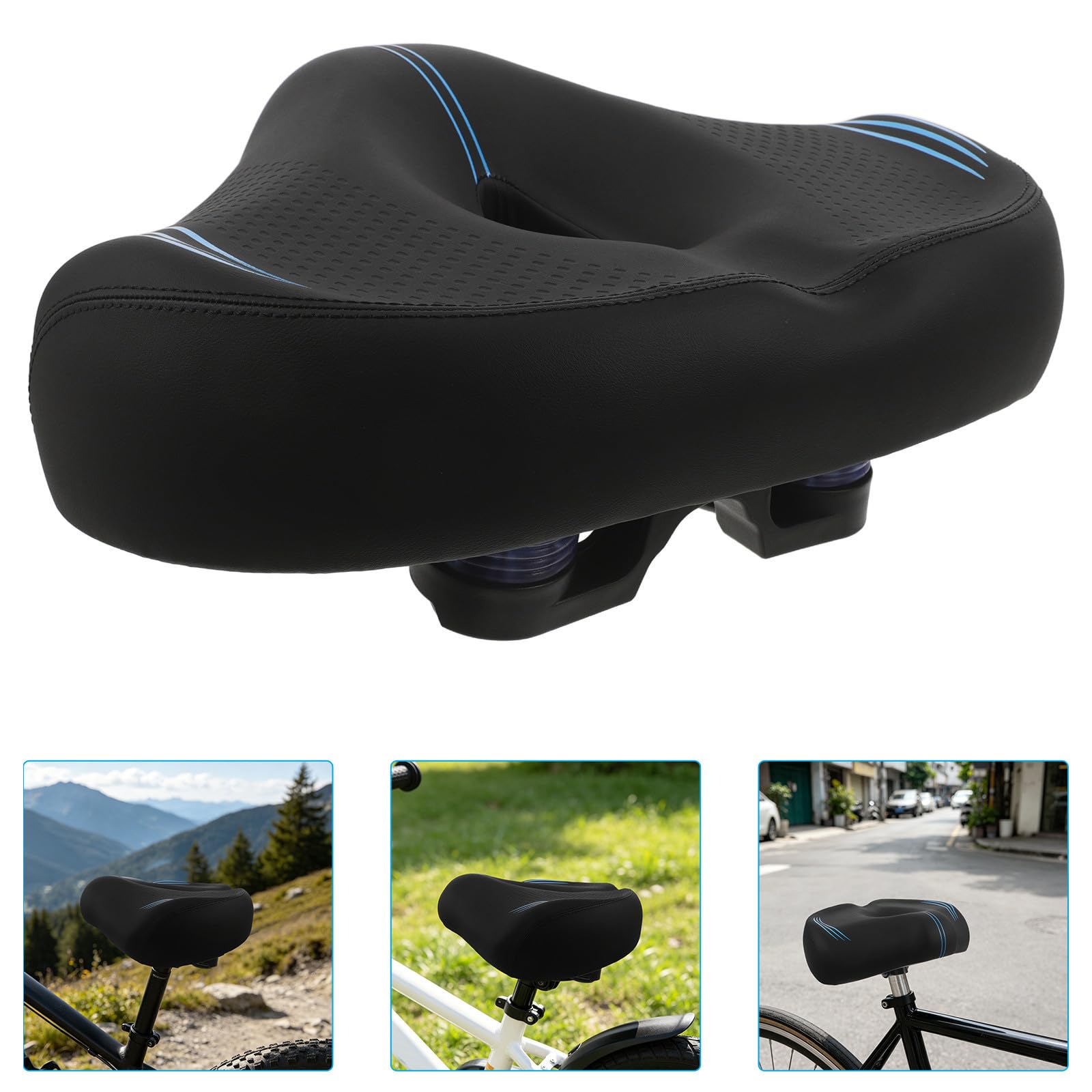 Toyvian Sella per Bici da Città Ergonomica senza Naso in Pu Imbottita, Extra Larga Struttura in Metallo, per Esercizio e Pendolarismo per Uomo e Donna