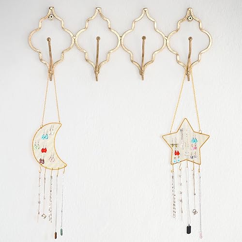 Miniatura 3 de Jetec 2 piezas de soporte de pared para aretes montado en la pared, soporte de aretes colgantes, soporte decorativo con forma de rejilla de