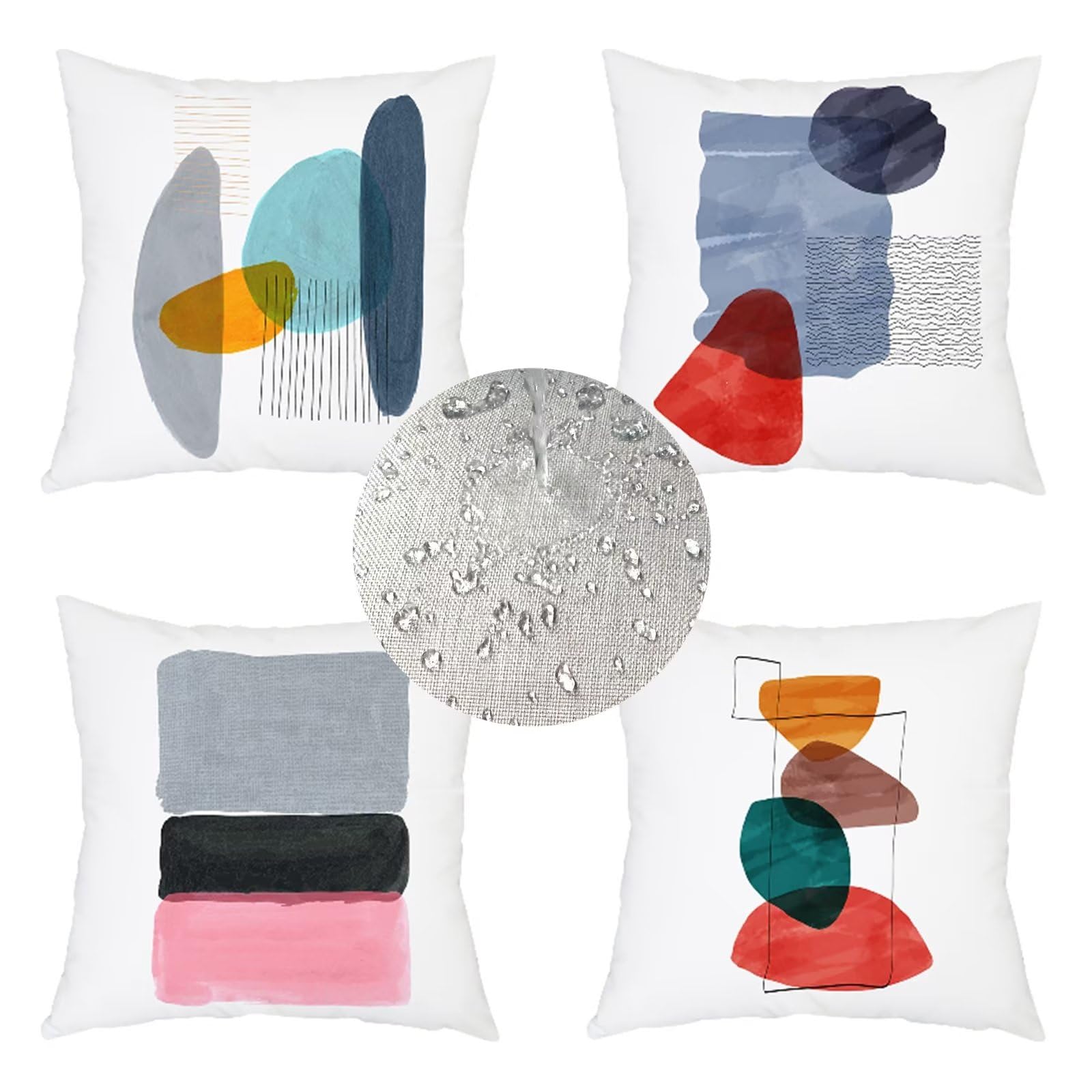 Housses de coussin imperméables 45x45 cm lot de 4 au style abstrait Z-7159