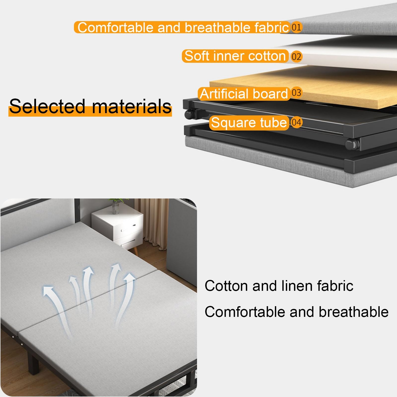 Lettino da Campeggio Portatile, Carico Massimo 300Kg, Letto Campeggio All'aperto, Ufficio, Pisolino a Casa, Letto Pieghevole(Black,190x77x75cm/75x30x30in)