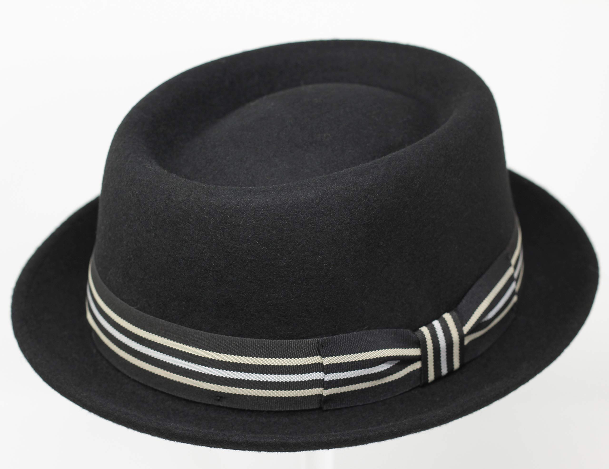Borges & Scott Defoe Premium - Chapeau Pork Pie avec Plume Amovible - 100% en Feutre de Laine - résistant à l'eau - Déformable pour emmener en Voyage