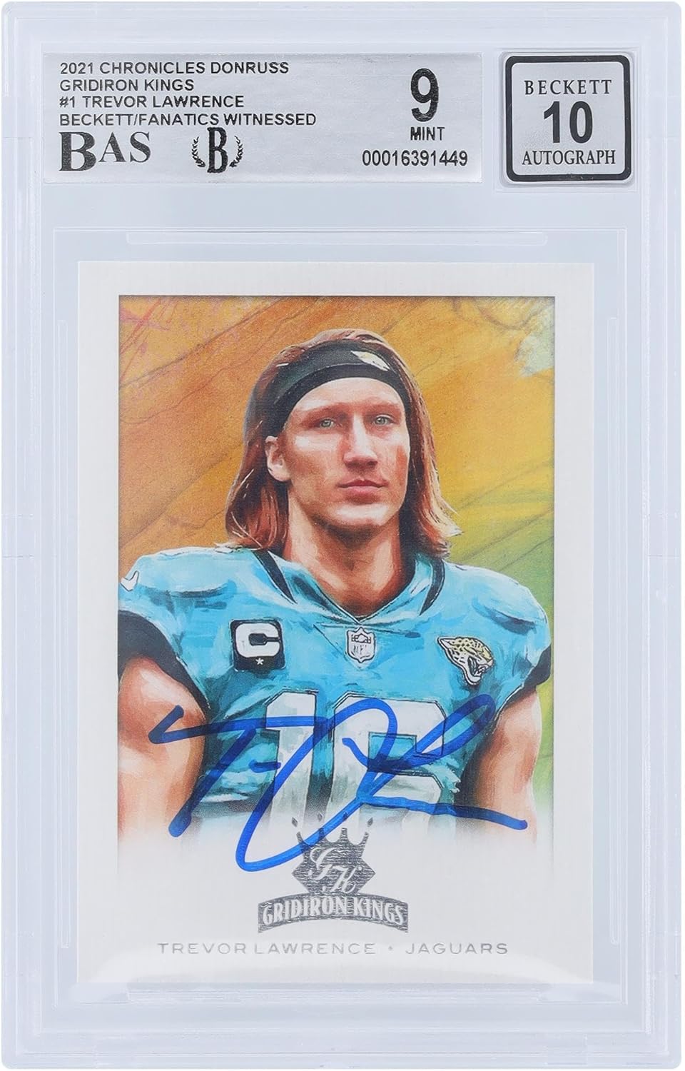Trevor Lawrence Jacksonville Jaguars Autographed 2021 Panini Chronicles Donruss Gridiron Kings #GK-1 Beckett Fanatics Witnessed Authenticated 9/10 Rookie Card - Football Slabbed Autographed Rookie