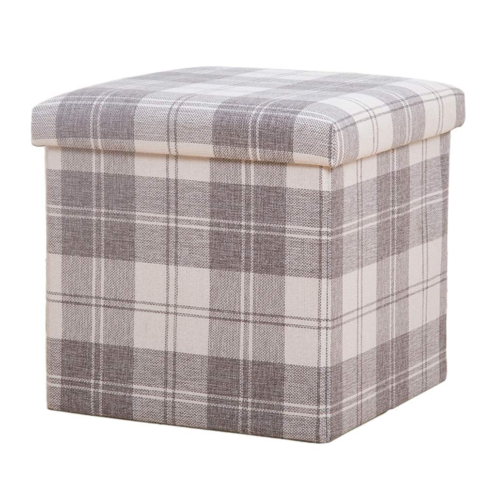 Pouf avec rangement carré 38cm marron pliant pour salon