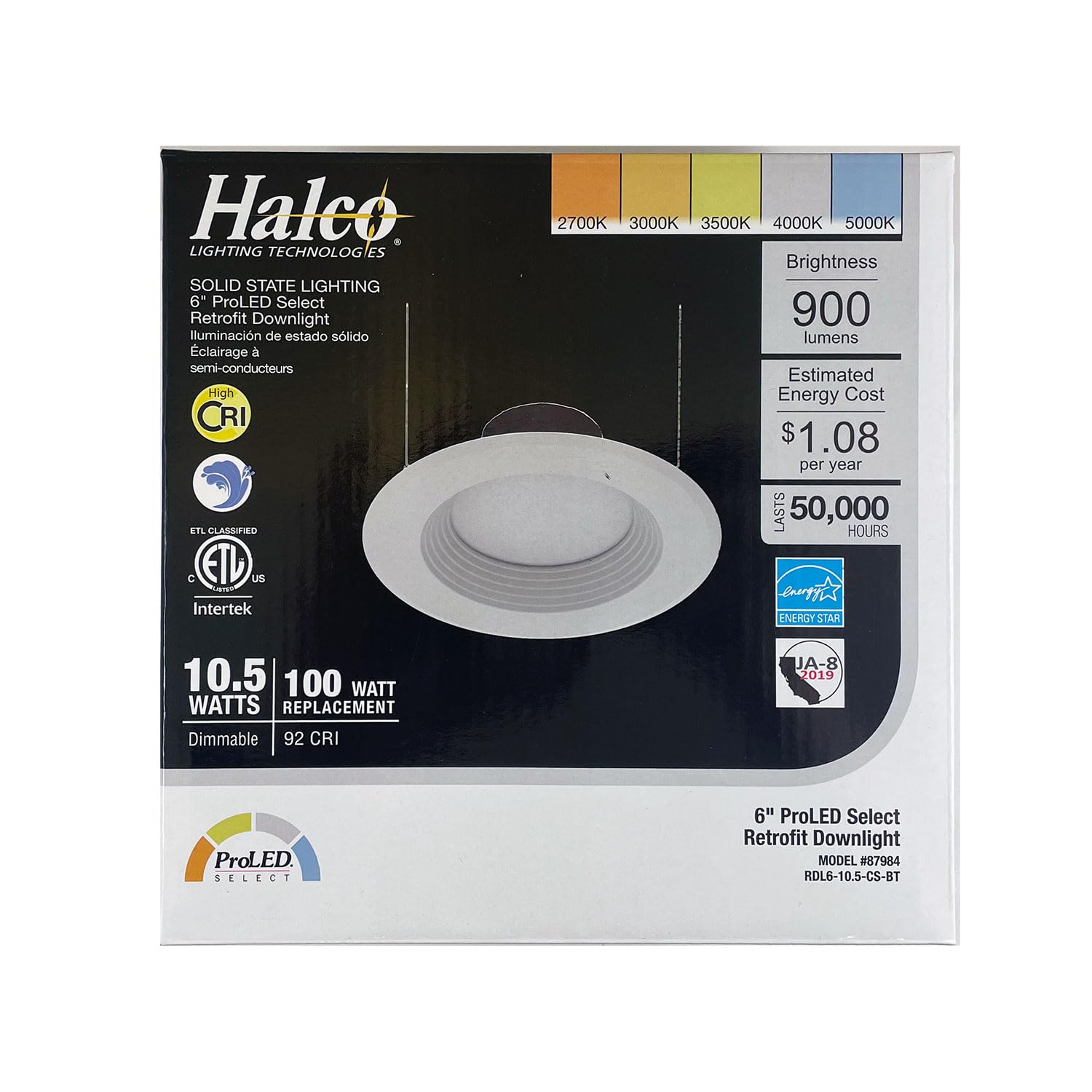 Halco 87984 - RDL6-10.5-CS-BT LED Recessed Can Retrofit Kit with 5