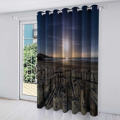 Cortinas opacas con vista a la playa para Habitacion Beach Photography Cortinas y cortinas para habitación de niños, 1 panel, 40 pulgadas de ancho x