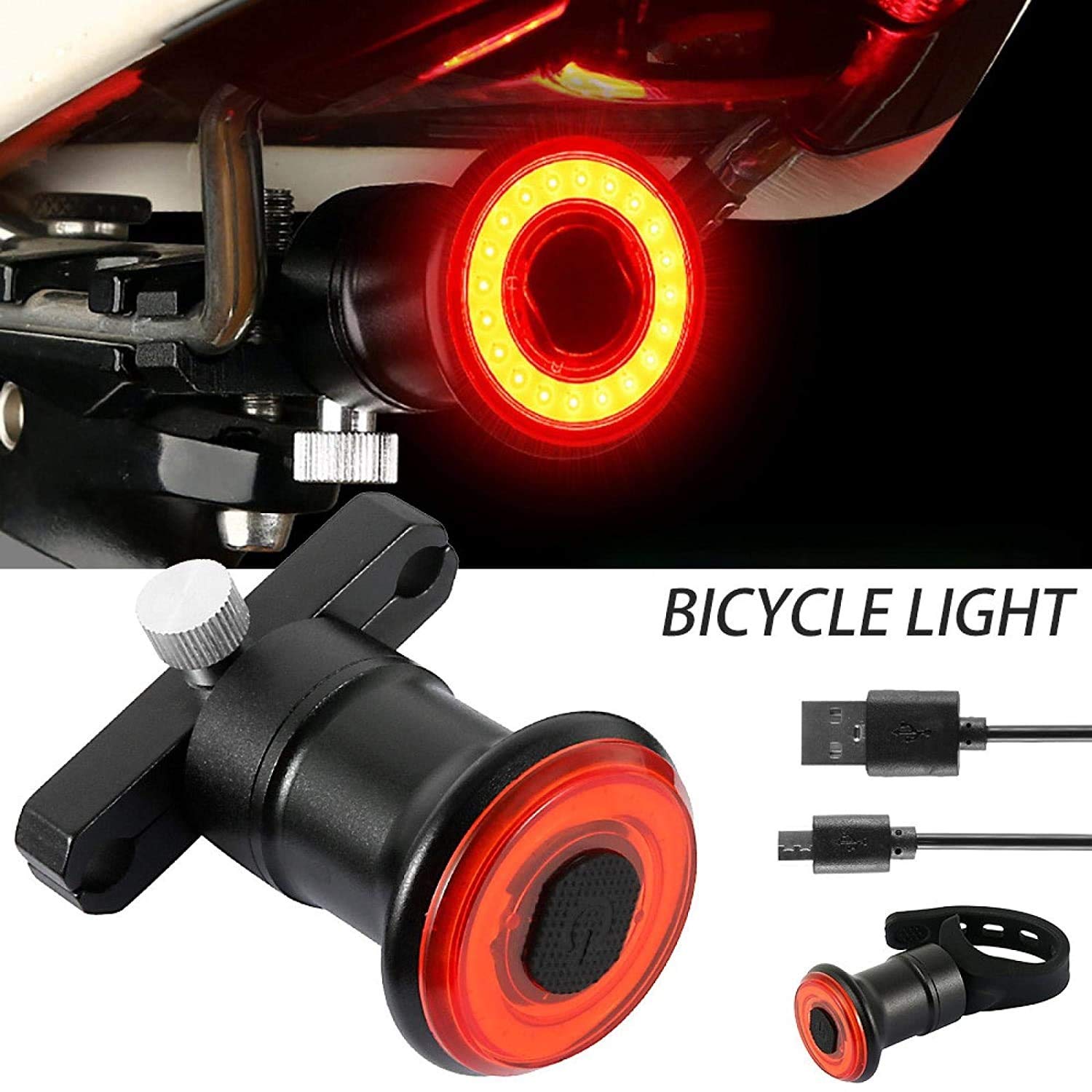 Lampka tylna roweru: tylna latarka rowerowa, ultra jasne światło hamowania, 100 lumenów, stroboskop, ładowanie przez USB, czerwone światło LED, wodoodporne, tylne światła do jazdy na rowerze szosowy