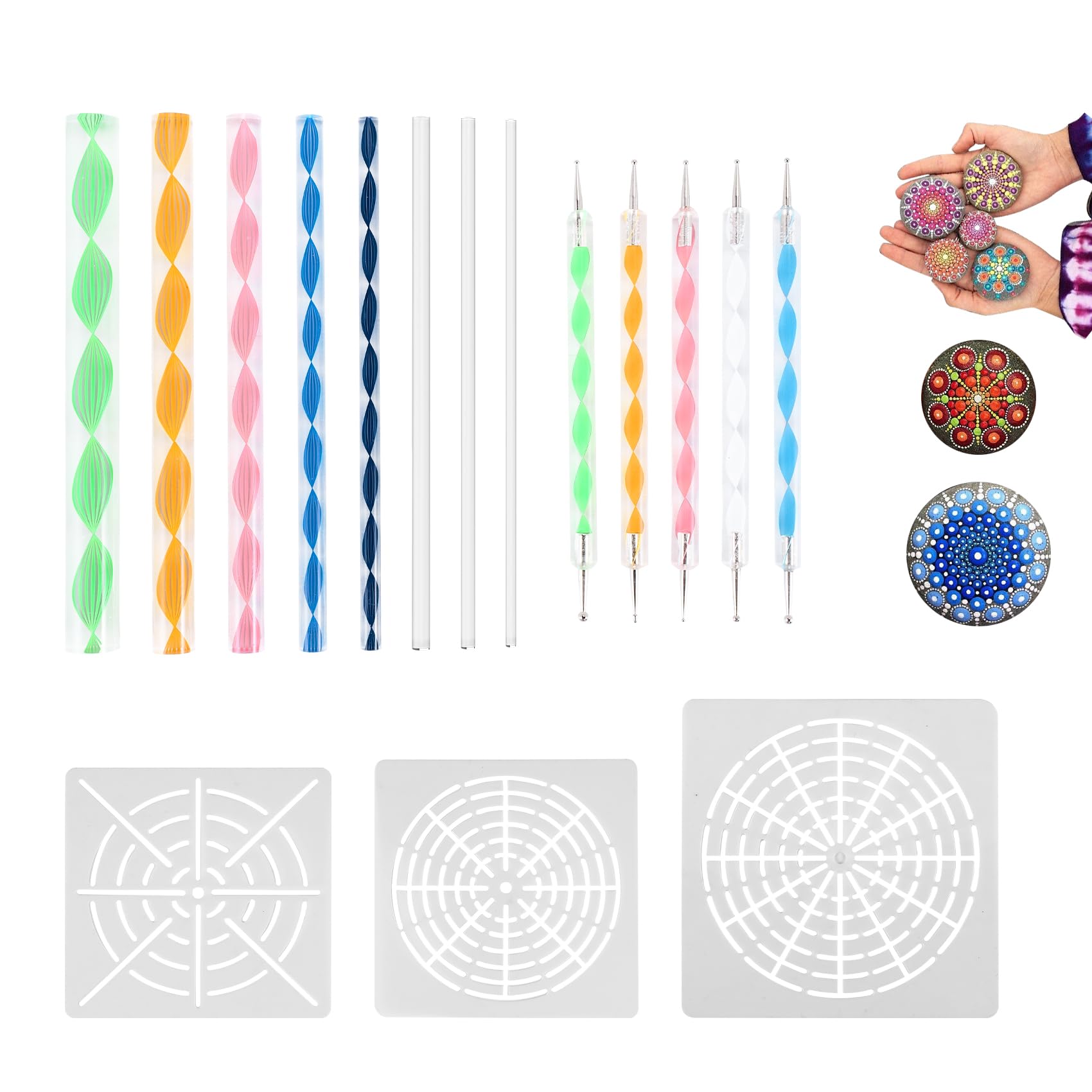 16 piezas Mandala Dotting Herramientas para Pintura Rocas Mandala Plantillas Kit Bola Stylus Arcilla Escultura Herramientas