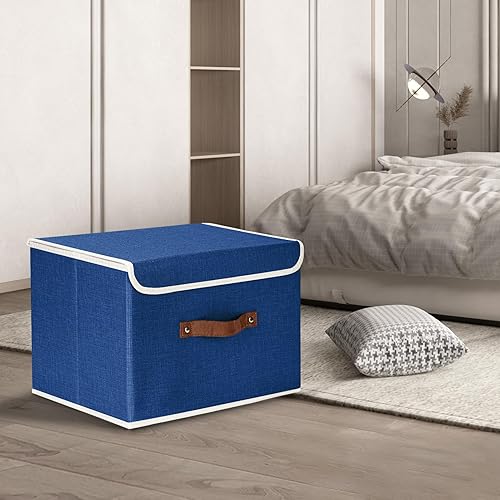 Miniatura 19 de TYEERS Cajas de almacenamiento plegables, contenedores de almacenamiento de tela lavable con tapas, 14.9 x 9.8 x 9.8 pulgadas, paquete de 2, gris